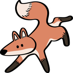 hand drawn cute cartoon character of a fox.