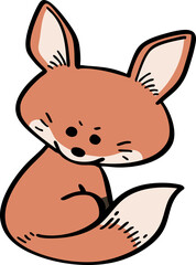 hand drawn cute cartoon character of a fox.