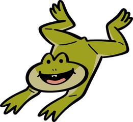 hand drawn cute cartoon character of a frog illustration.