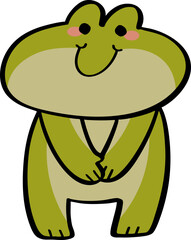 hand drawn cute cartoon character of a frog illustration.