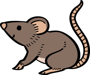 hand drawn cute cartoon character of a rat.