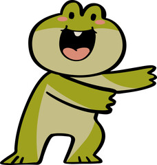 hand drawn cute cartoon character of a frog illustration.