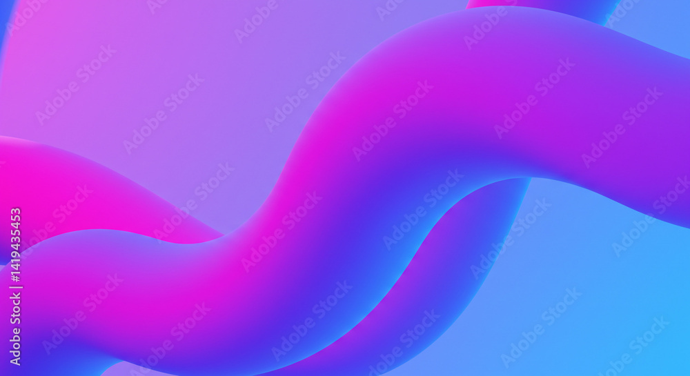 Poster a vibrant abstract background featuring a gradient of pink and blue with a flowing wavy shape design