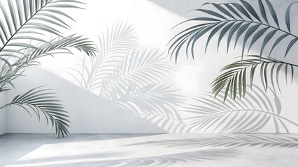 Minimalist Palm Leaf Shadows on White for a Serene Aesthetic V8