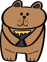 hand drawn cute cartoon character of a bear.