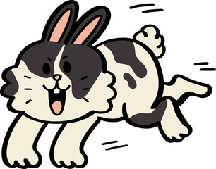 hand drawn cute cartoon character of a rabbit.