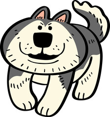hand drawn cute cartoon character of a dog.