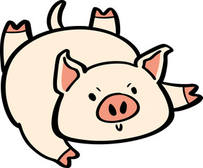 hand drawn cute cartoon character of a pig.