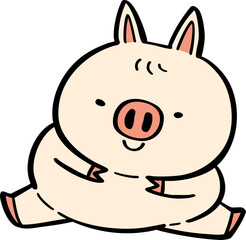 hand drawn cute cartoon character of a pig.
