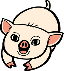 hand drawn cute cartoon character of a pig.