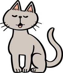 hand drawn cute cartoon character of a cat.