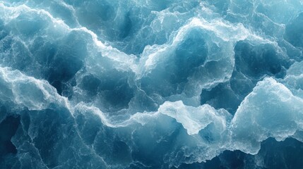 Fototapeta premium Turquoise Ocean Waves Crashing on Shore with Foam and Texture