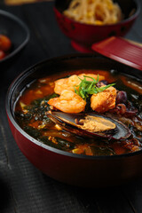 Hot and delicious soup with spices