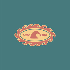 Vintage surf design template for surf club, surf shop, surf merch.