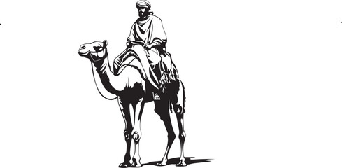 silhouette of a man with camel