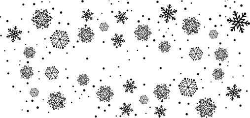 Seamless Christmas and Christmas black and white background with snowflakes. You can repaint in any color. Vector. For printing packaging, textile, background for websites, etc.
