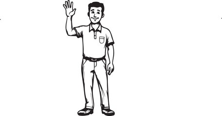 man waving one hand