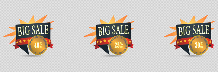 Big sale and discounts. Banner sticker. Vector illustration
