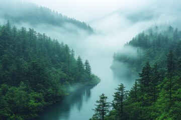 Misty mountain river valley (1)