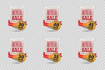 A set of banners mega sale and discounts, beautiful design.