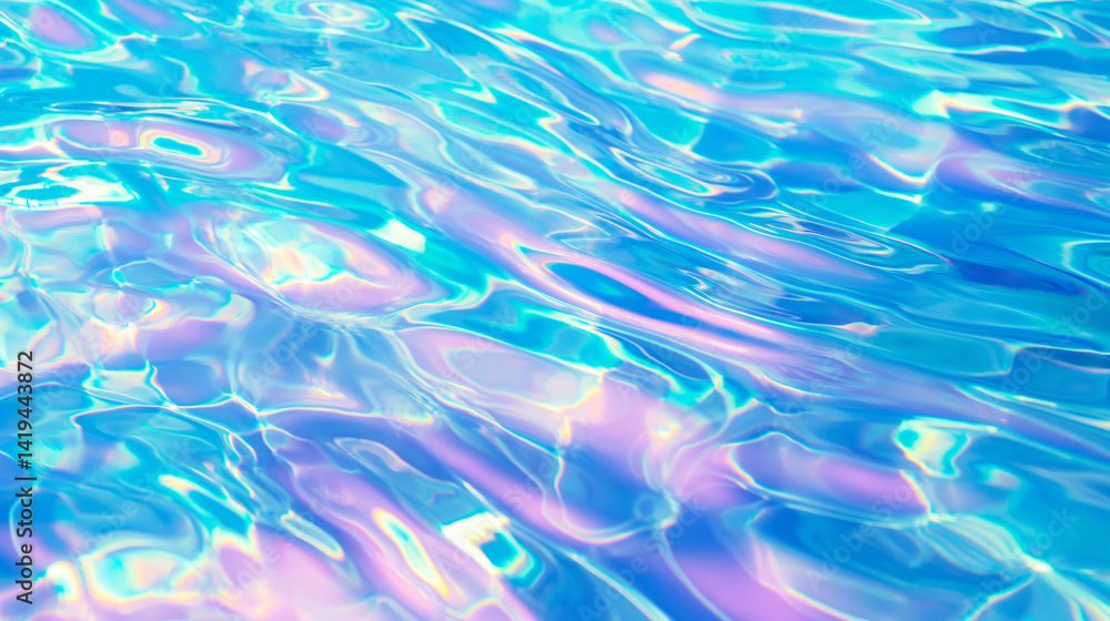 Aufkleber Iridescent water surface with light reflections creating a mesmerizing and calming visual effect