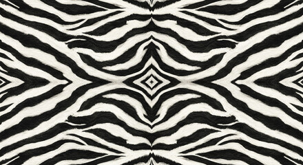 A symmetrical zebra pattern with black stripes on a white background forming a diamond shape in center