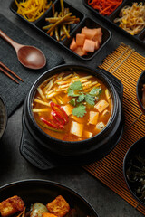 Hot and delicious soup with spices
