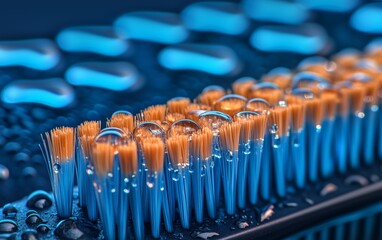 Close-up of a Wet Brush with Water Drops - Amazing Macro Photography