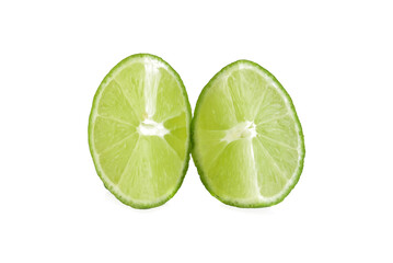 slice lime isolated on white background.