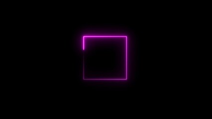 Neon frame animation. glowing rectangular border loop.