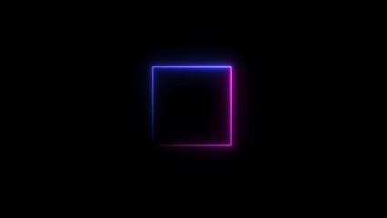 Neon frame animation. glowing rectangular border loop.