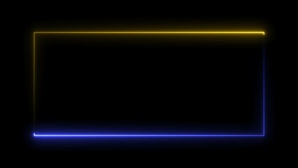 Neon frame animation. glowing rectangular border loop.