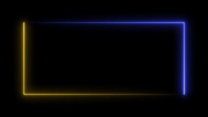 Neon frame animation. glowing rectangular border loop.