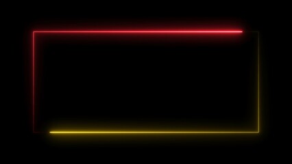 Neon frame animation. glowing rectangular border loop.
