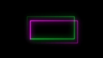 Neon frame animation. glowing rectangular border loop.