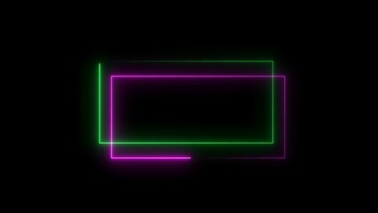 Neon frame animation. glowing rectangular border loop.