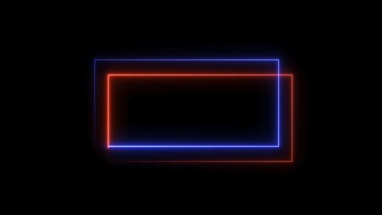 Neon frame animation. glowing rectangular border loop.