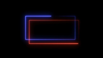 Neon frame animation. glowing rectangular border loop.