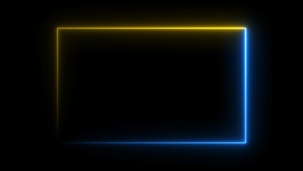 Neon frame animation. glowing rectangular border loop.