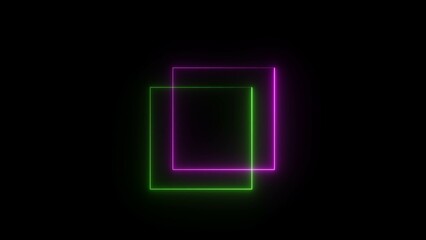 Neon frame animation. glowing rectangular border loop.
