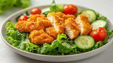 Fototapeta premium Crispy Chicken Salad: A Delicious and Healthy Meal