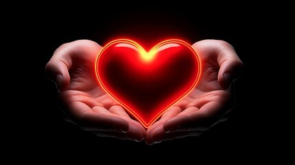 Fototapeta premium Glowing Heart Held in Loving Hands Abstract Concept Image for Valentines Day