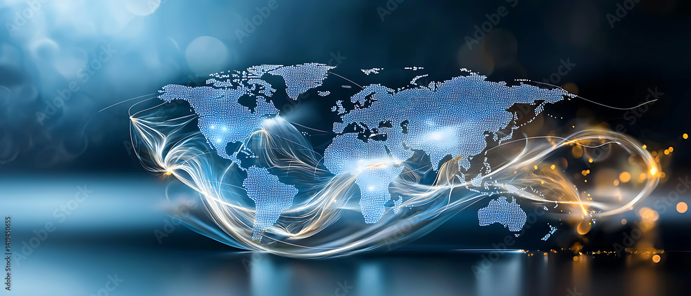 Poster global connectivity in a digital age virtual world infographic modern environment abstract viewpoint