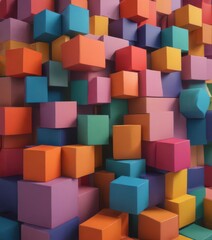 Obraz premium Interlocking geometric forms, bold color blocks, modern, texture, abstract