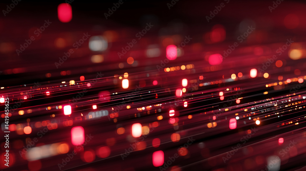 Poster abstract image of red and orange light streaks on dark background, creating dynamic, energetic visua