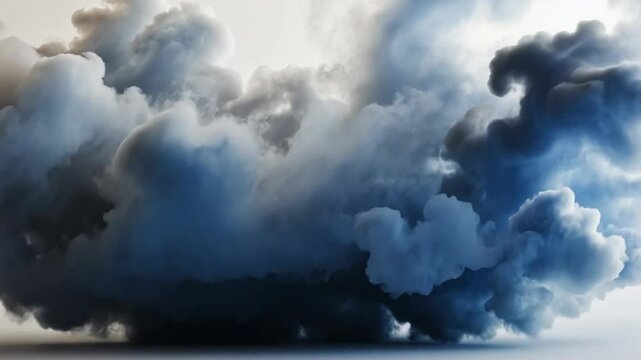 Volumetric Blue Cloud Formation Floating in Atmospheric Space Visual