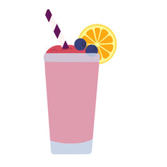 Strawberry smoothies with blueberries and lemon