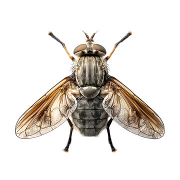 Common horse fly or notch-horned cleg fly isolated on white, Haematopota pluvialis, top view --v 7.0