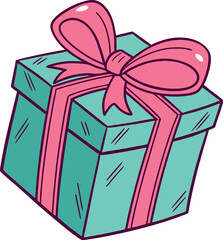 Detailed Wrapped Gift Box with Ribbon Bow Vector Illustration - Perfect for Celebrations and Festive Design Projects