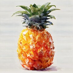 Ripe Pineapple: This vibrant, juicy pineapple, rendered in a warm palette of yellow and orange, evokes the sunny flavors of tropical paradise.